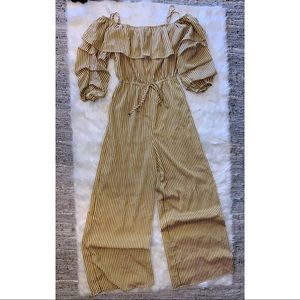 Mustard Color with White Stripes Romper